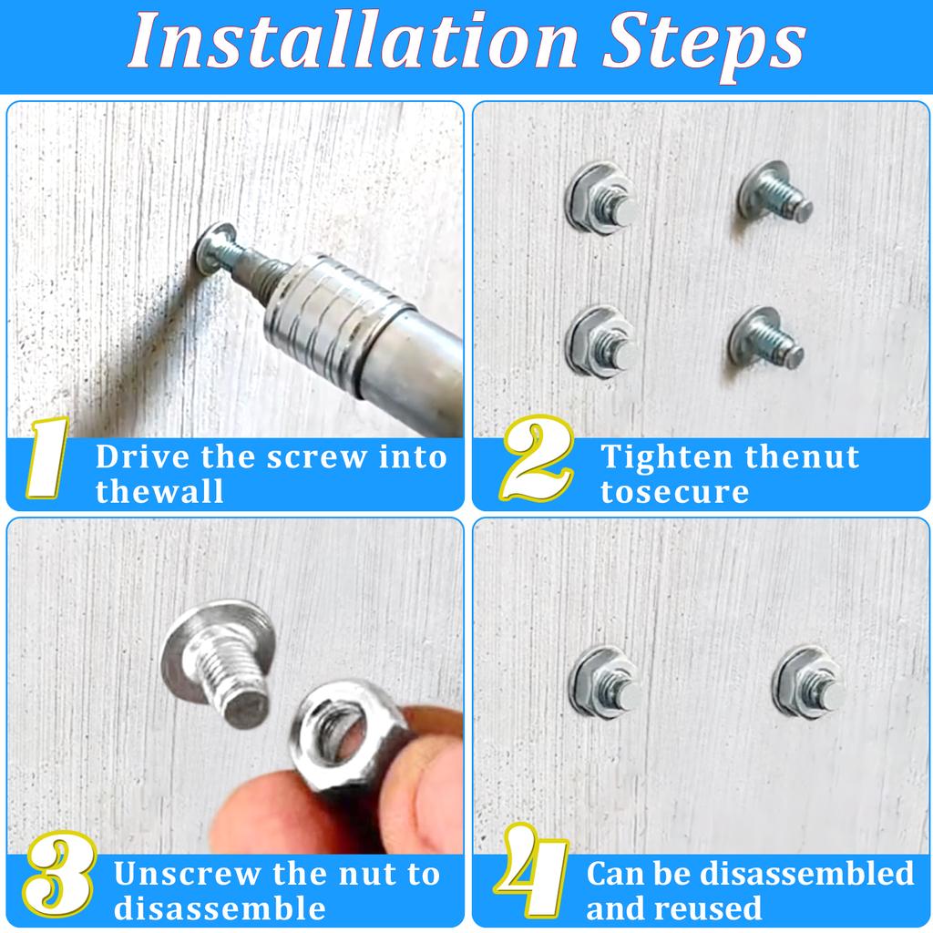 100 шт. гвоздей с гайками и винтами M8 для ручного стального гвоздезабивного пистолета, диаметр 7,3 мм, удлиненный гвоздезабивной пистолет для бетона, заклепки, многоцелевые гвозди K