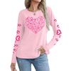 Women's Round Neck Sweatshirt With Ribbon Heart Bow And Letter Print Fashion Top