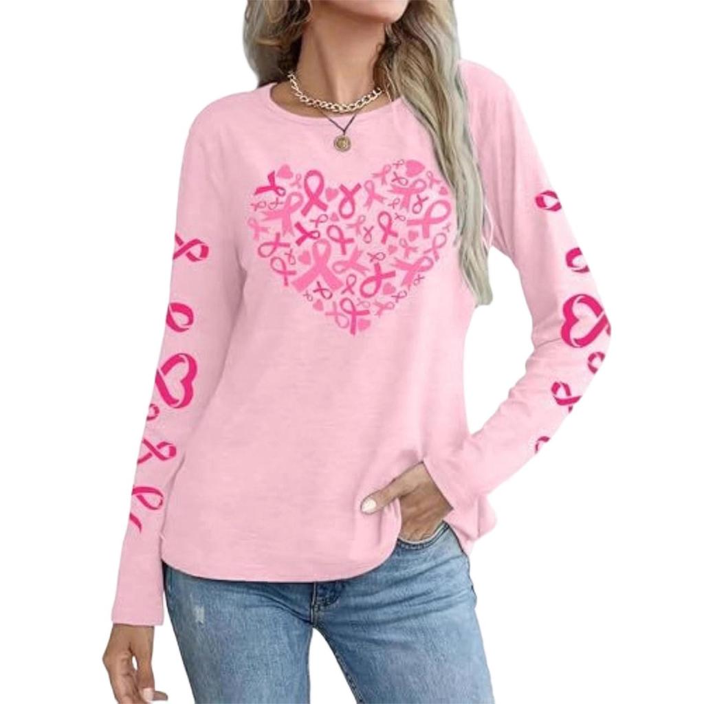 Women's Round Neck Sweatshirt With Ribbon Heart Bow And Letter Print Fashion Top