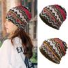 Зимняя теплая шапка, очень мягкая, износостойкая, ветрозащитная, защита для шеи, этнический принт, женская шапка двойного назначения, шарф