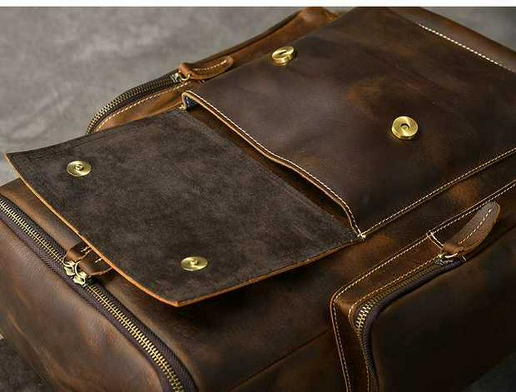 Genuine Crazy Horse Leather Backpack for Men and Women - Retro Cowhide Design