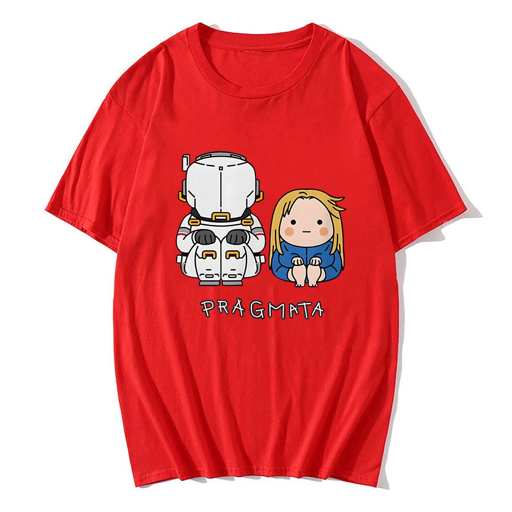 PRAGMATA Hugh Diana Sitting Tshirt Summer Unisex Streetwear Funny Cartoon Graphic Print Merch Short Sleeve Cotton Tee Shirt