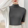 Summer Tops Turtleneck Solid Color Half Sleeve Slim Fit Smooth Wear