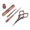 Embroidery Scissors Kit Red Ancient European Retro Style Stainless Steel DIY Sewing Embroidery