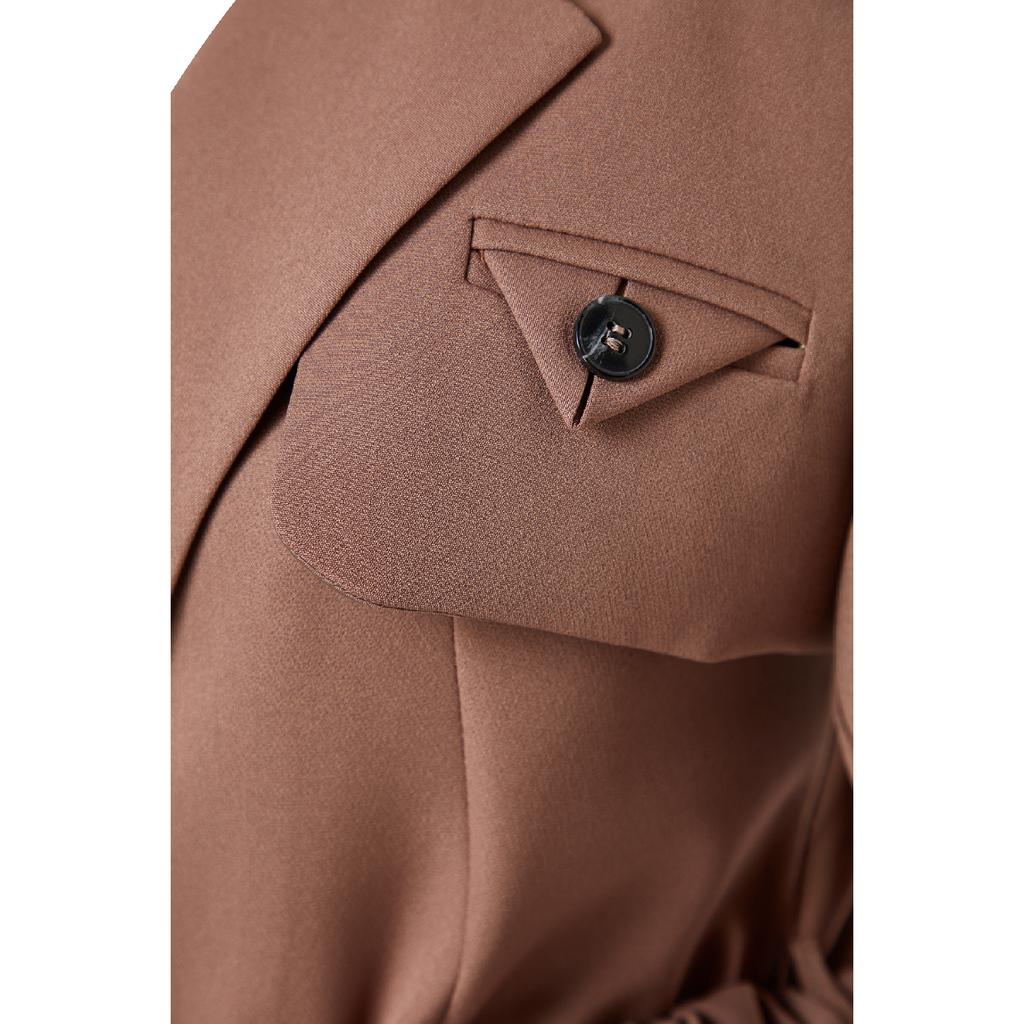 Коричневая тканая куртка с поясом Tctaw24ck00025