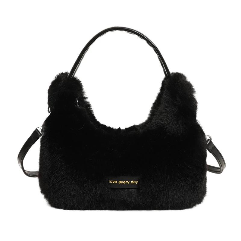 Сумки через плечо и через плечо для женщин Молния Мягкие Милые Повседневные Меховые Осень Зима Новые Стили Модные Теплые