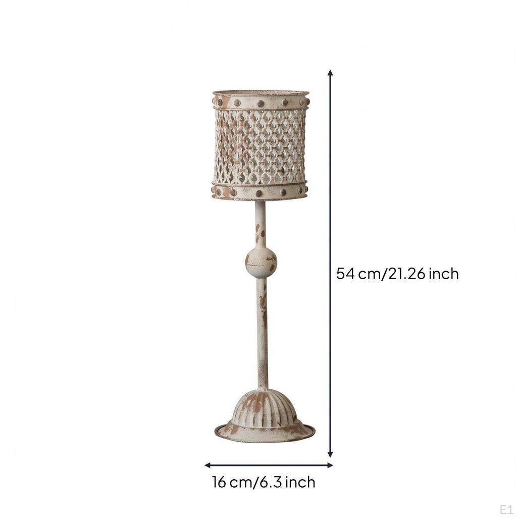 Floor Candlestick Distressed Wrought Iron Candle Stand Tall for Photo Shoots
