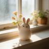 3D Printed Plastic Rabbit Vase Cartoon Desktop Ornament Succulent Planter  Gift for Plant Lovers