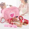 Kids Wooden Makeup Simulation Dressing Up Makeup Playing House Character Dress Up Toy Barber Bag Log Solid Wood Toy