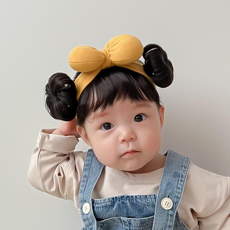 Модный милый детский парик для волос, повязка на голову для детей, бант для девочек, повязка на голову для новорожденных, парик для малышей, шапка, накладка для волос, головной убор для косплея