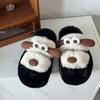 Модные мультяшные милые женские тапочки Осень Зима Новая мода Увеличение высоты Платформа Домашняя обувь Удобные плюшевые теплые хлопковые туфли