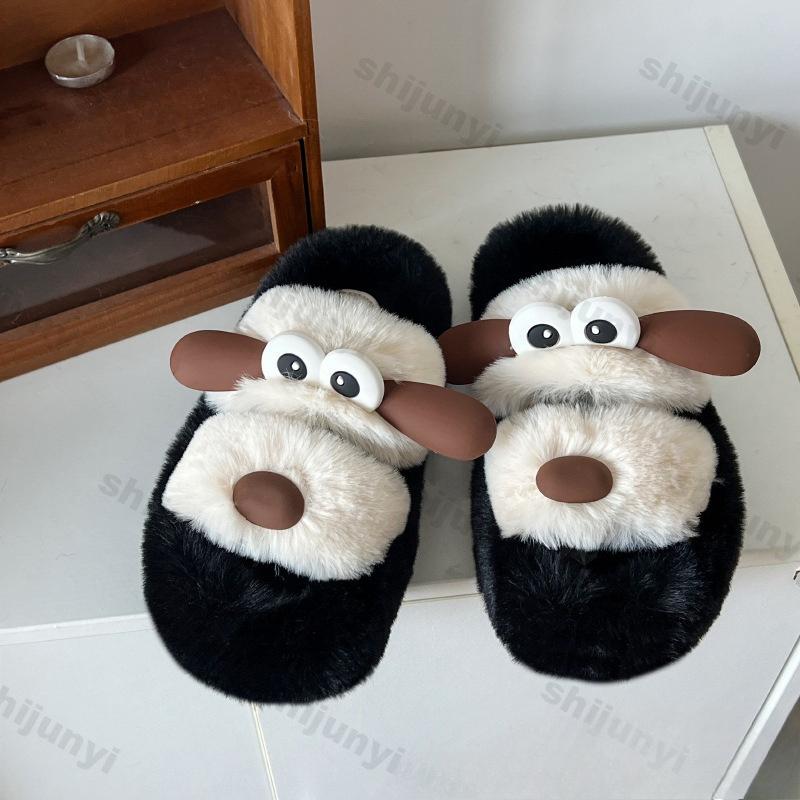 Модные мультяшные милые женские тапочки Осень Зима Новая мода Увеличение высоты Платформа Домашняя обувь Удобные плюшевые теплые хлопковые туфли