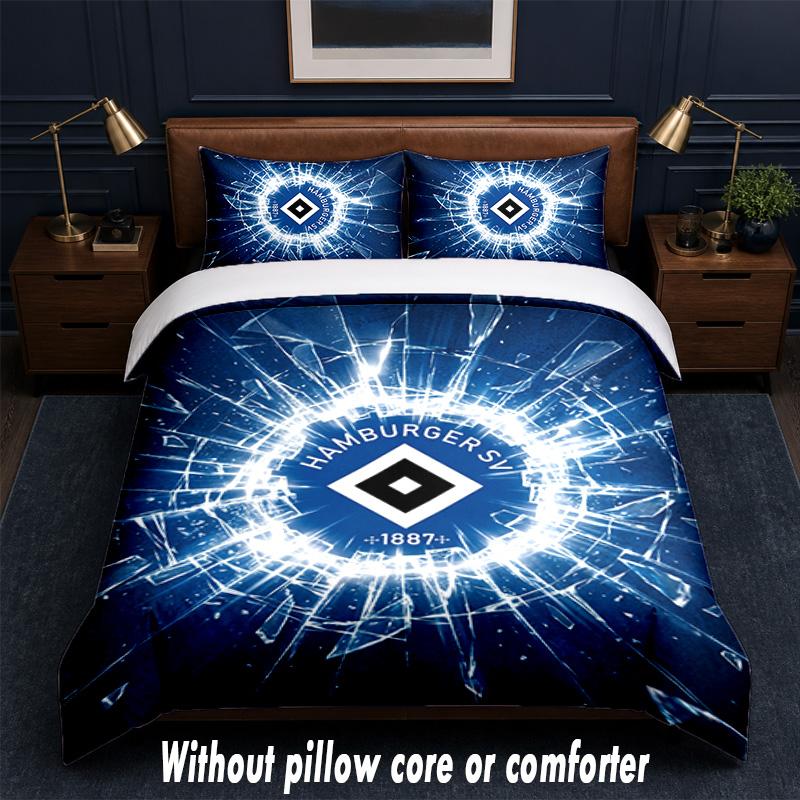 Hamburger SV Football Design Bed Bedding Set 1 Duvet Cover + 2 Pillowcases Soft Breathable Household Bed Linens