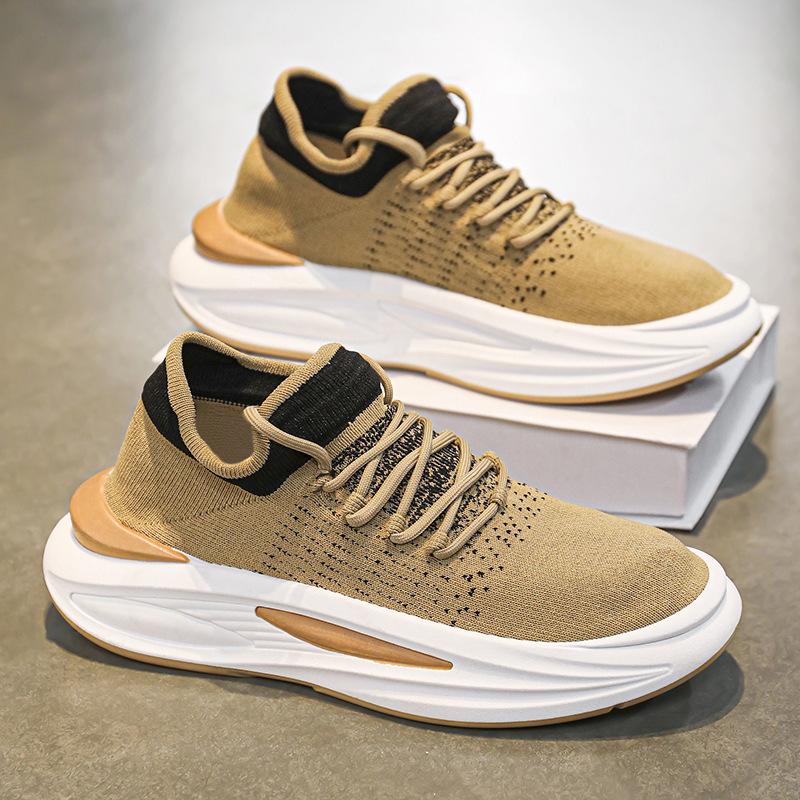 2025 Новые осенние дышащие сетчатые кроссовки Fly Woven Autumn для бега, повседневные кроссовки с мягкой подошвой для мужчин, мужская обувь