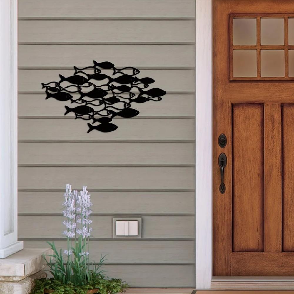 Ocean Theme Wall Art Black Classic Decor for Living Room & Bar, Elegant Indoor Decoration, Stylish Metal Wall Art for Any Space