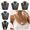Pearl Big Love Heart Necklace Stone Conch Necklace Simple Exaggerated Choker  Party