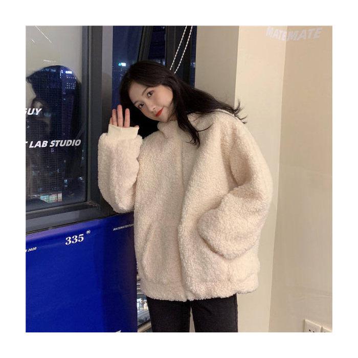 Женская куртка с капюшоном из шерсти ягненка с милыми медвежьими ушками - пушистый кардиган осень/зима