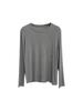 Women's Glutinous Rice Crew Neck Long Sleeve Soft T-Shirt - Spring Friendly, Solid Color, Drapey Base Layer.