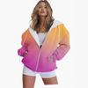 Gradient 3D Print Casual Long Sleeve Zip-Up Hoodie for Women