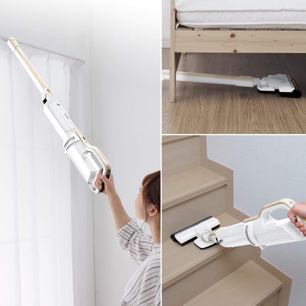 Iris Ohyama Cordless Stick Cleaner Vacuum Cleaner Power Head Lightweight 2WAY Paper Pack Type Champagne Gold Self-Propelled IC-SLDCP6