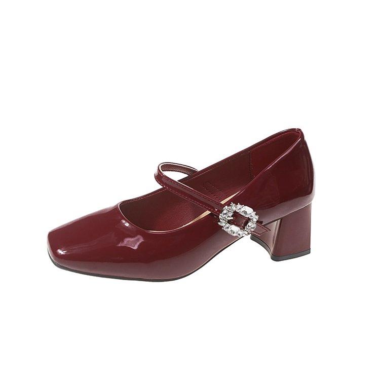 Модные красные туфли Мэри Джейн для женщин на толстом высоком каблуке, женские туфли в стиле Лолиты с квадратным носком, модные кожаные женские туфли для вечеринок, новинка 2024 года