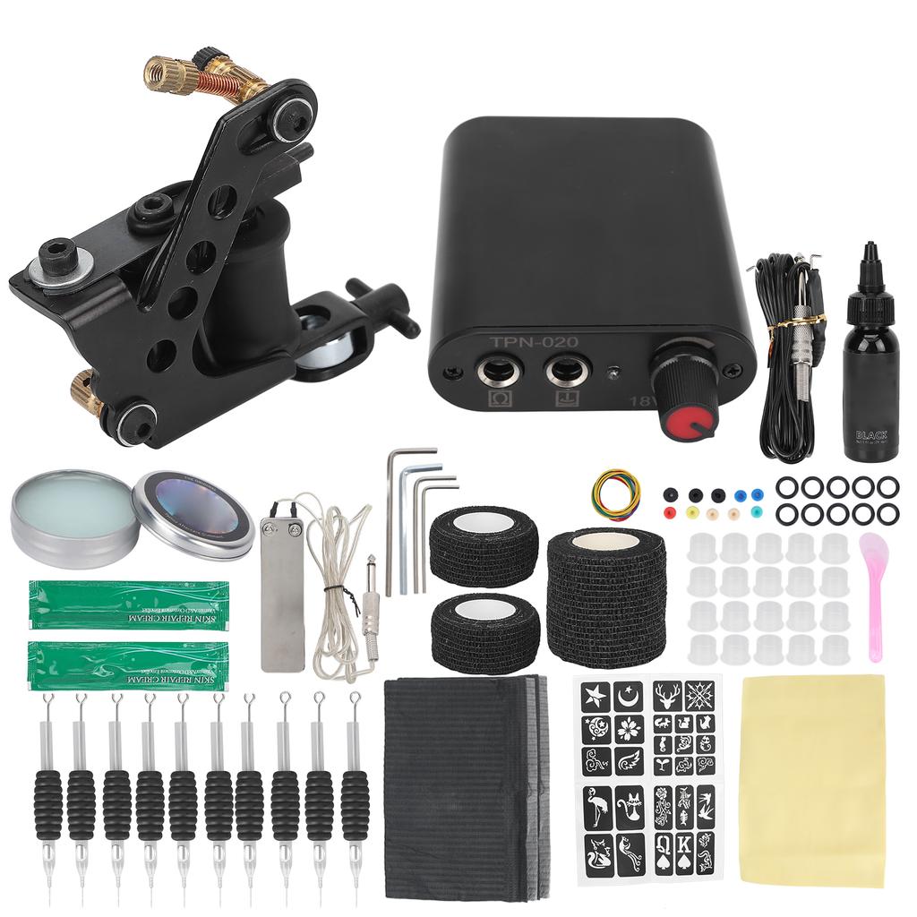 8 Wraps Tattoo Coil Machine Kit Mini Tattoo Power Supply Complete Tattoo Machine Set for Beginners