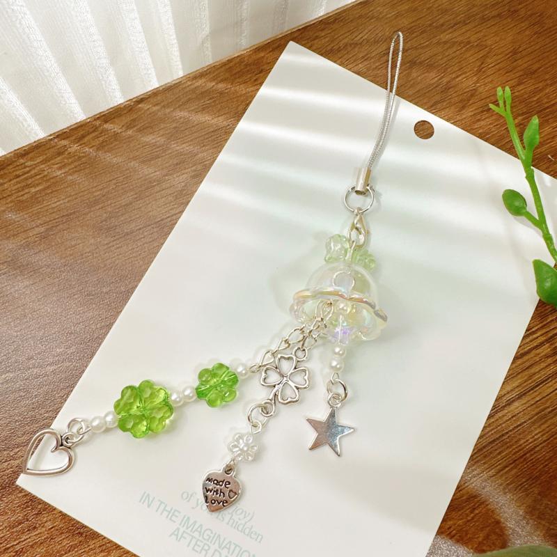 Милые подвески для телефона, модные медузы, четырехлистный клевер, цепочка-брелок для мобильного телефона, шнурок, подвеска для украшения сумки, цепочка для книги для карточек