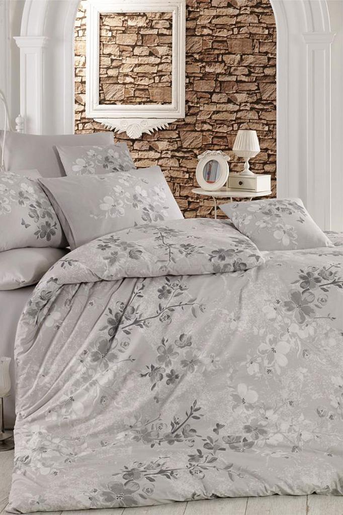 Двойной пододеяльник из хлопка с серебряным цветком