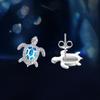 Environmental 925 Sterling Silver Moissanite Sea Turtle Vintage Stud Earrings