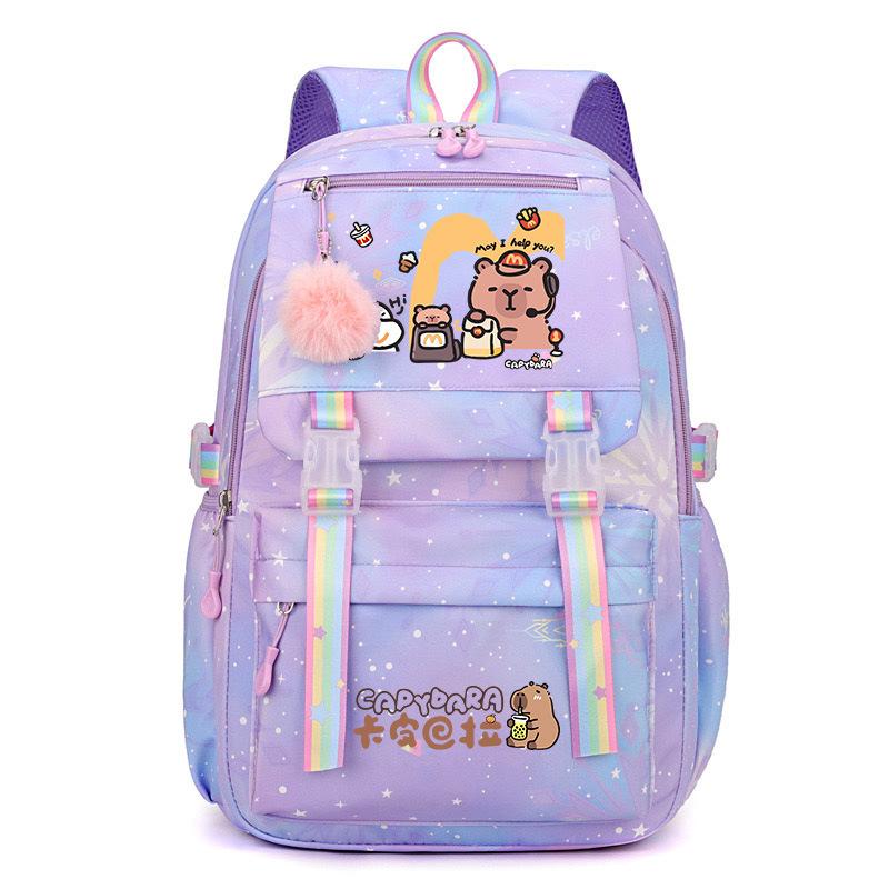 Популярный 2025 Капибара Capybara многоцветный красивый, грязеотталкивающий и прочный, милый школьный рюкзак для детей младшего школьного возраста