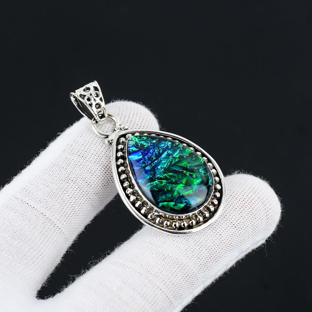 Australian Triplet Opal Gemstone Handmade 925 Sterling Silver Jewelry Pendant Australian Triplet Opal Gemstone Pendant For Gifts