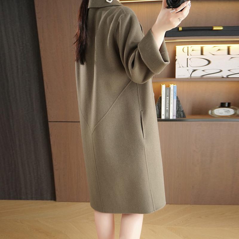 Женское пальто из 100% шерсти TIDENOVEL Осеннее шерстяное длинное пальто Ручной работы Пальто-бушлат Зимняя теплая шерстяная длинная куртка Пальто