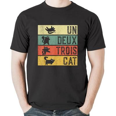 Cute Cat Lover Un Deux Trois Shirt - Un Deux Trois Cat T-Shirt Sweatshirt Hoodie Tanktop for Men Women Kids Black