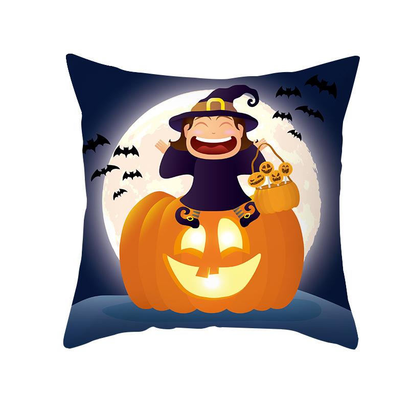Halloween Cartoon Skull Spider Demon Bat Decorative Pattern Pillow Case Bedroom Living Room Sofa Cinema Garden Throw Pillow Case