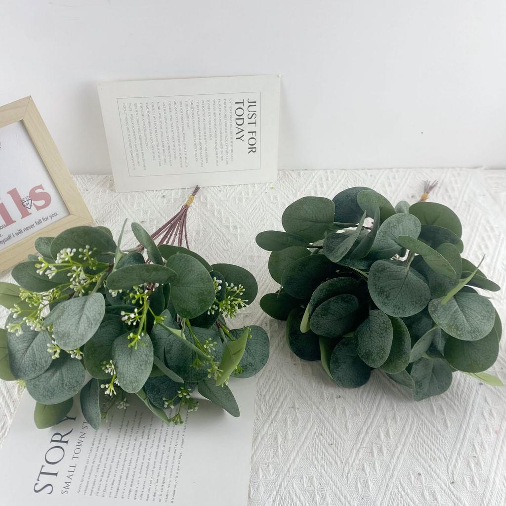 10pcs Direct Sales Simulated Eucalyptus Leaf Wedding Money Leaf Dining Table Flower Arrangement Artificial Eucalyptus Leaf Single Decorative