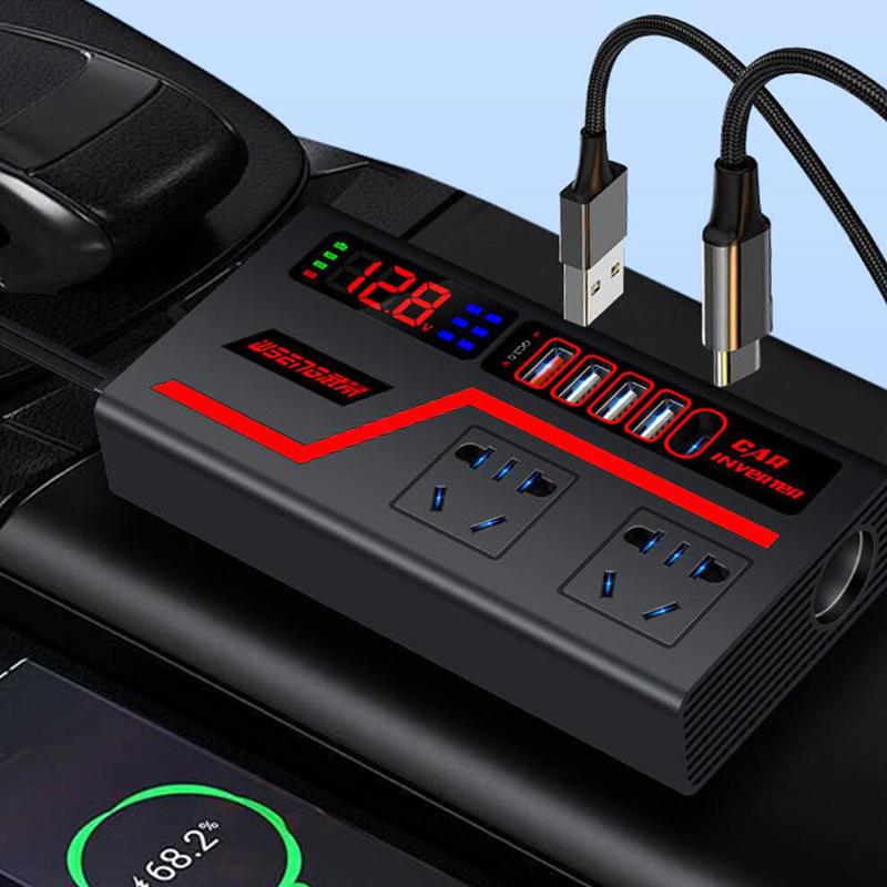 1 шт. Автоаксессуары USB-зарядные устройства Отображение напряжения Автомобильный инвертор Автомобильная розетка USB Быстрая зарядка 200 Вт Адаптер питания Qc 3.0