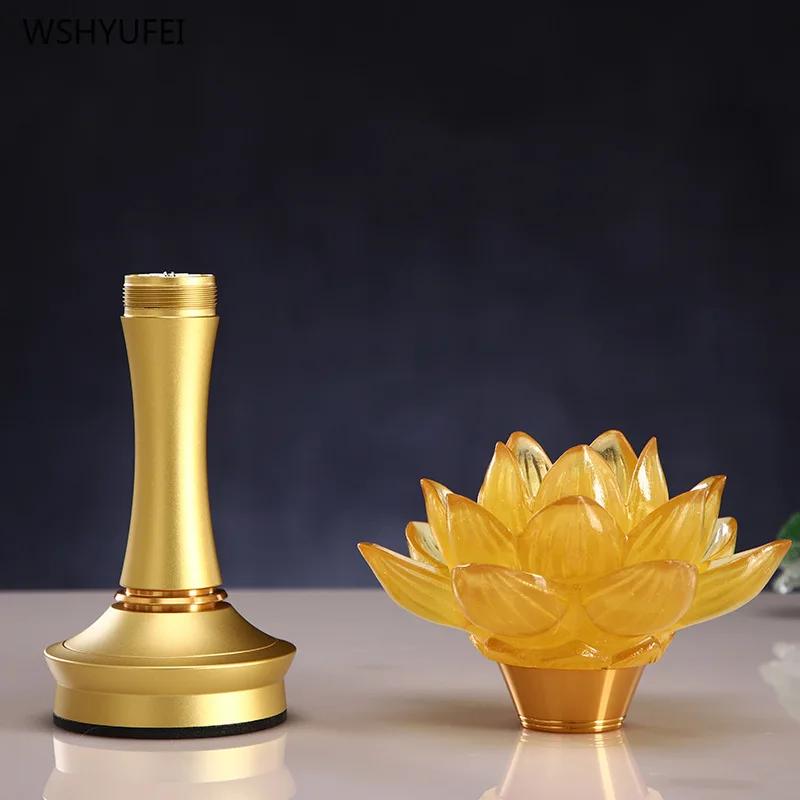 Стеклянный подсвечник в виде лотоса, передний храм Будды, домашнее жертвоприношение, молитва о благоприятности, 2 шт./лот