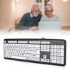Черная клавиатура для слабовидящих, USB, проводная, клавиатура для пожилых людей с белыми большими клавишами, раскладка США QWERTY
