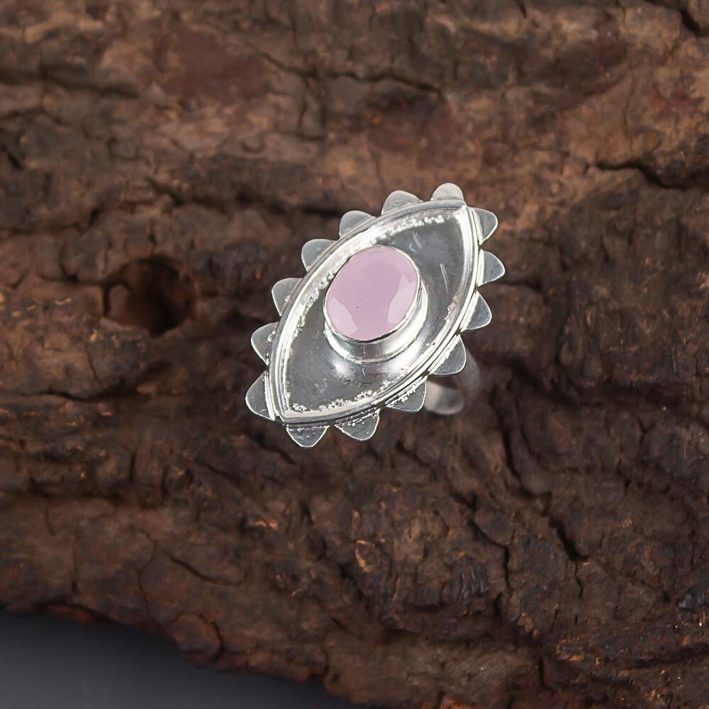 Rose Chalcedony Gemstone 925 Sterling Silver Jewelry Handmade Designer Ring RR-6-16