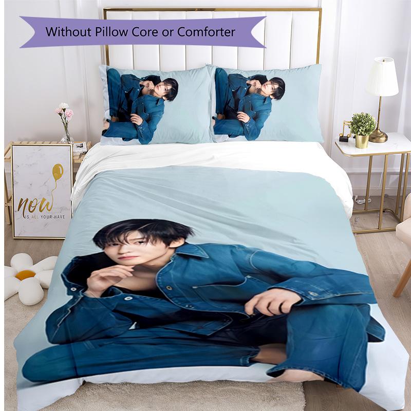 Meguro Ren Printed 3PCS Bedding Set Soft Breathable Duvet Cover Pillowcases Set Washable Bedroom Decor Home Gift