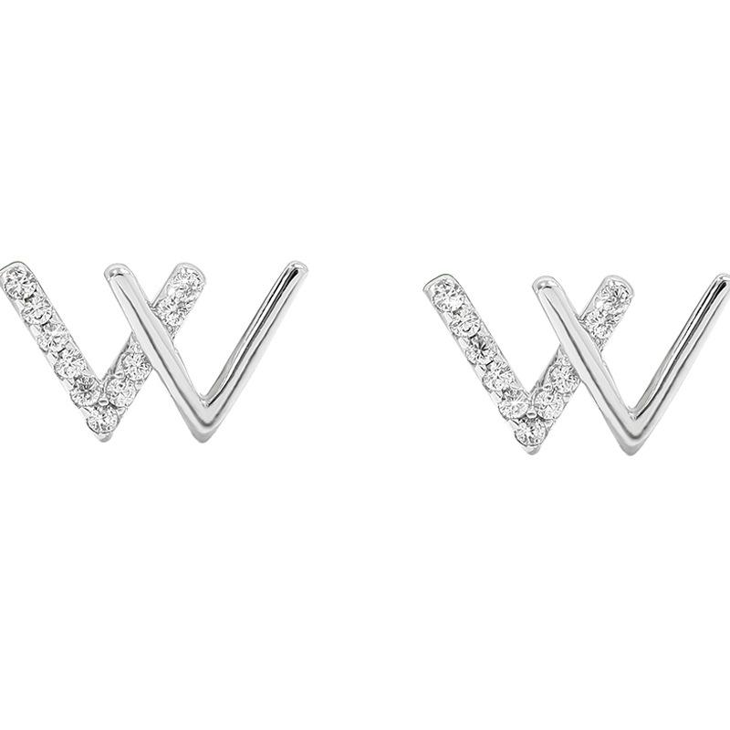 Flower Shadow, Bojun Yixiao Series Персонализированное кольцо Xw Flash Diamond W Буква Серьги Двойной браслет V Niche Ins Ожерелье