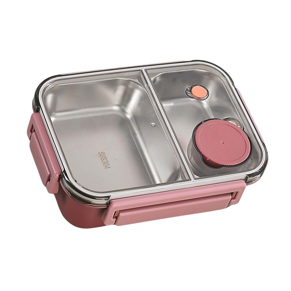 304 Stainless Steel Food Storage Container with Dividers Meal Box Portable Lunch Box for Office and Outdoor Use