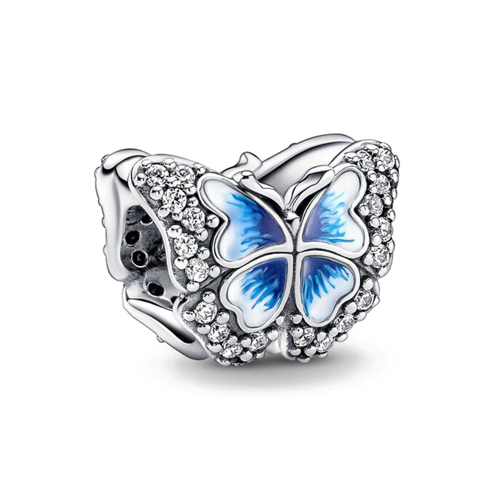 925 Silver Spring Flower Butterfly Charm Bead DIY Bracelet Jewelry For Women Dangle Pendant