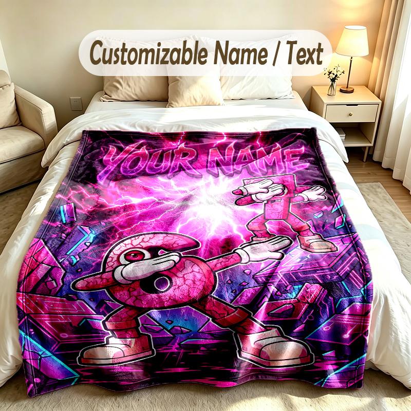 Neon Theme Custom Blanket Personalized Name & Text Customized Soft Warm Throw Blanket Home Decor