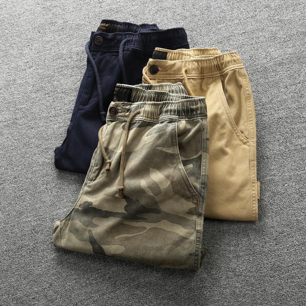 Summer New Straight Leg Workwear Pants for Men's Sports and Leisure, Two-piece Pants, Cotton Shorts for Men