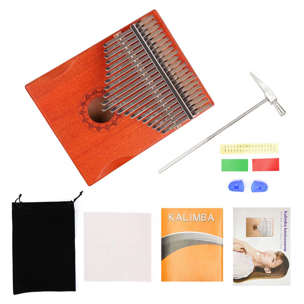 21-клавишное портативное деревянное фортепиано Калимба для большого пальца Mbira с сумкой для переноски, тюнинговый молоток, ткань для чистки пальцев