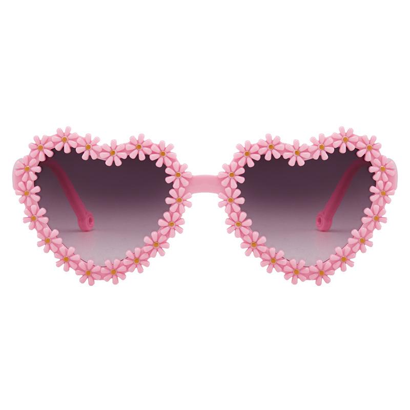 Cute Heart Flower Sunglasses for Kids Girls Boys, New Fashion Love Frame Sun Glasses UV400 Protection Shades Gift for Children