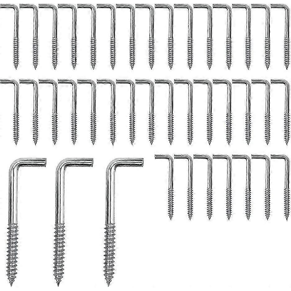 40 Pack Screw Hooks Corner Screw L Hooks Screw Hooks Carbon Steel Screws,40 * 15mmM3.7