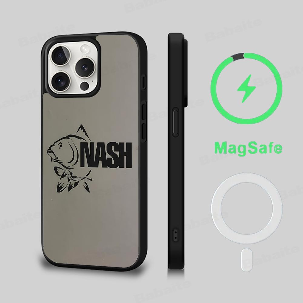 Чехол для телефона с логотипом Nash Fishing, Магнитный чехол для IPhone 16 14 13 12 11 15 Pro Max Plus, Чехол для беспроводной зарядки MagSafe