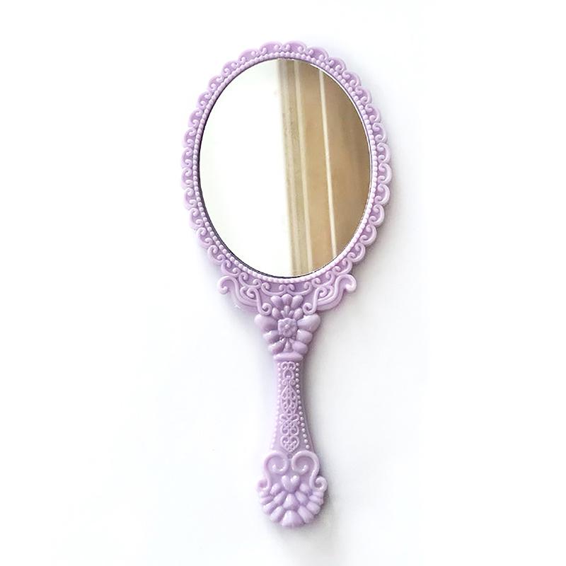 1Pc Handle Cosmetic Compact Mirror For Women Vintage Carved Handheld Vanity Mirror Spa Salon Makeup Hand Mirror